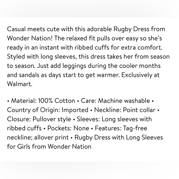 Wonder Nation Girls rugby dress yellow and white NWT - Picture 3 of 3